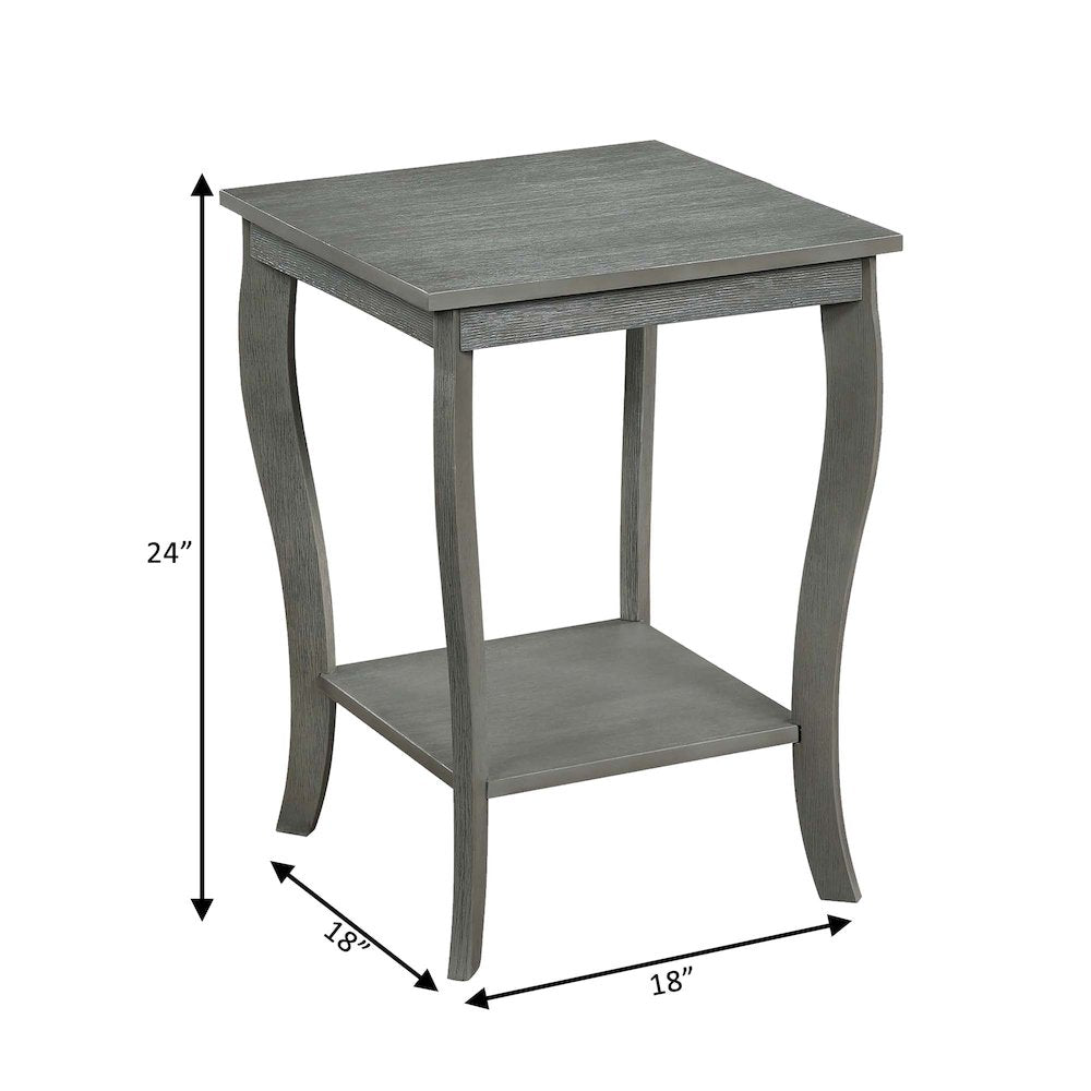 American Heritage Square End Table, Wirebrush Dark Gray