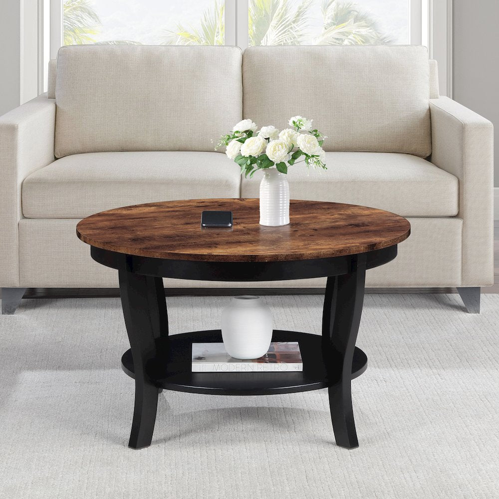American Heritage Round Coffee Table with Shelf