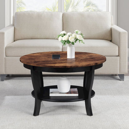 American Heritage Round Coffee Table with Shelf