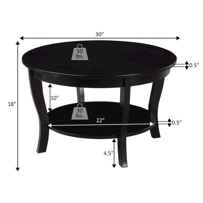 American Heritage Round Coffee Table with Shelf