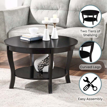 American Heritage Round Coffee Table with Shelf