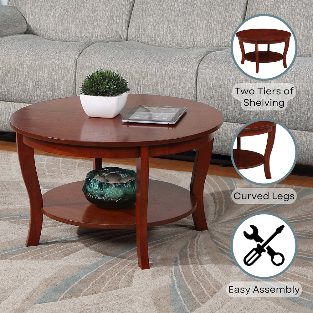 American Heritage Round Coffee Table with Shelf