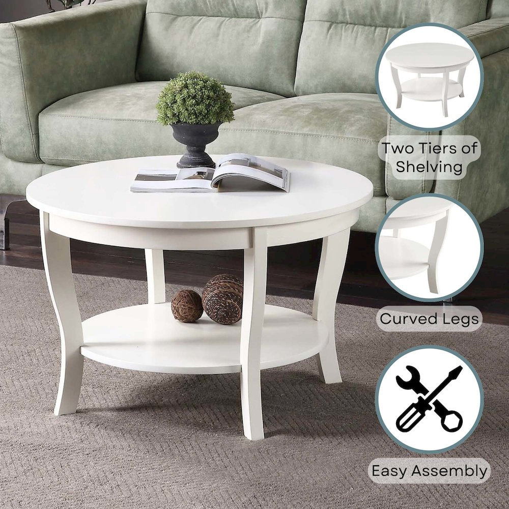 American Heritage Round Coffee Table with Shelf