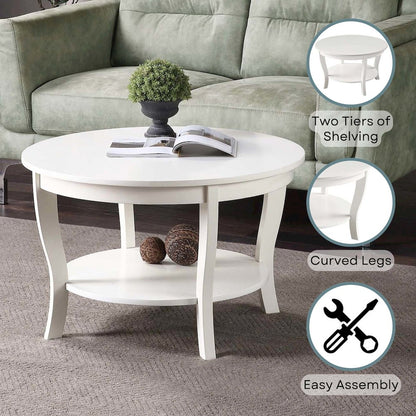 American Heritage Round Coffee Table with Shelf