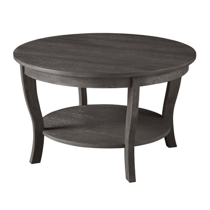 Gray Round Coffee Table with Shelf and Modern Design for Living Room