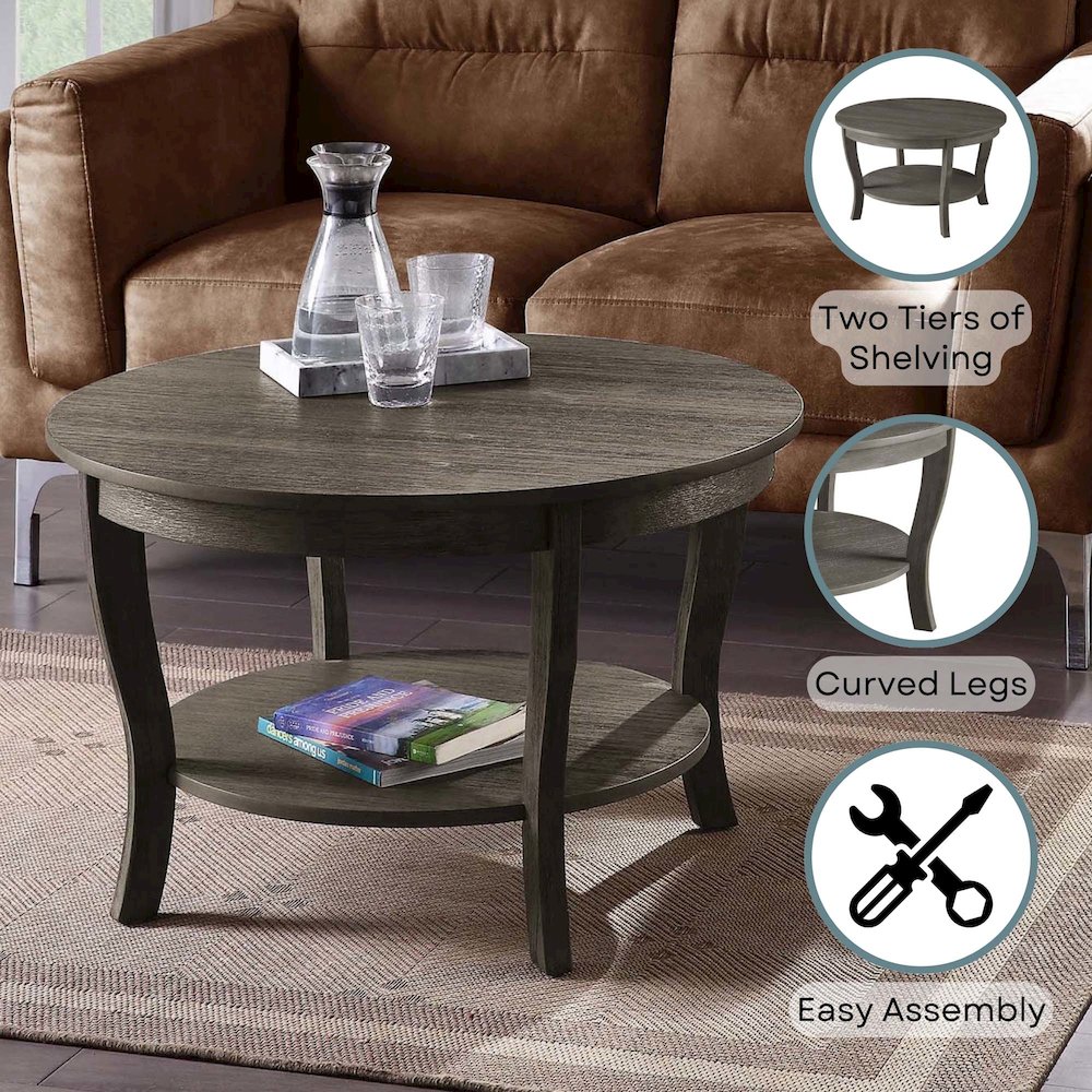 American Heritage Round Coffee Table with Shelf