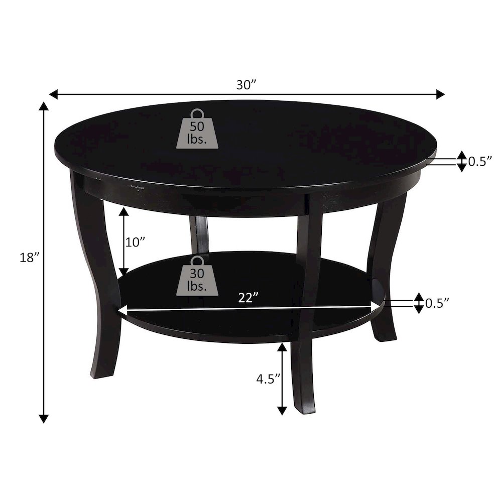 American Heritage Round Coffee Table with Shelf