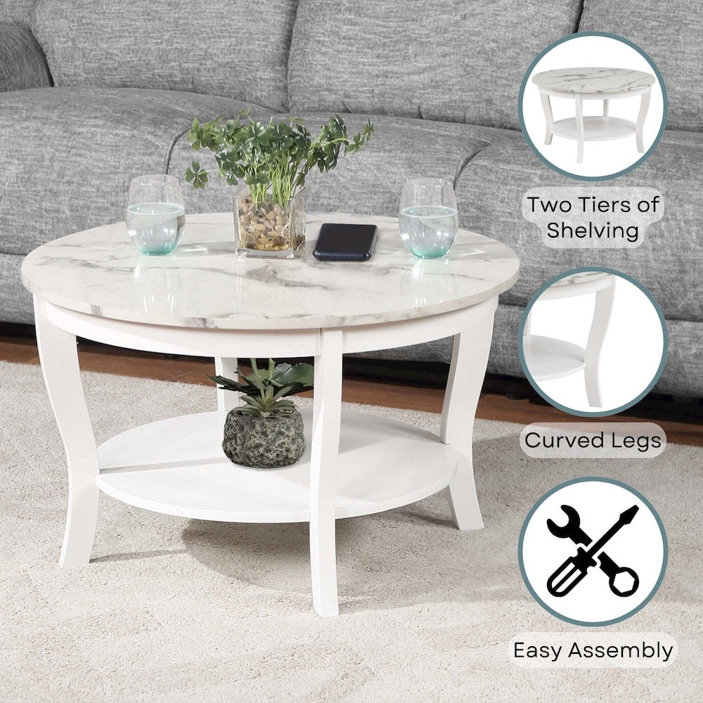 American Heritage Round Coffee Table with Shelf