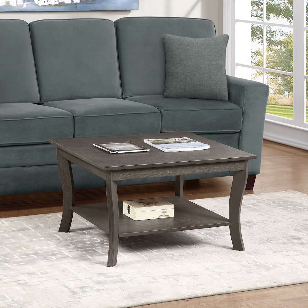 American Heritage Square Coffee Table, Wirebrush Dark Gray