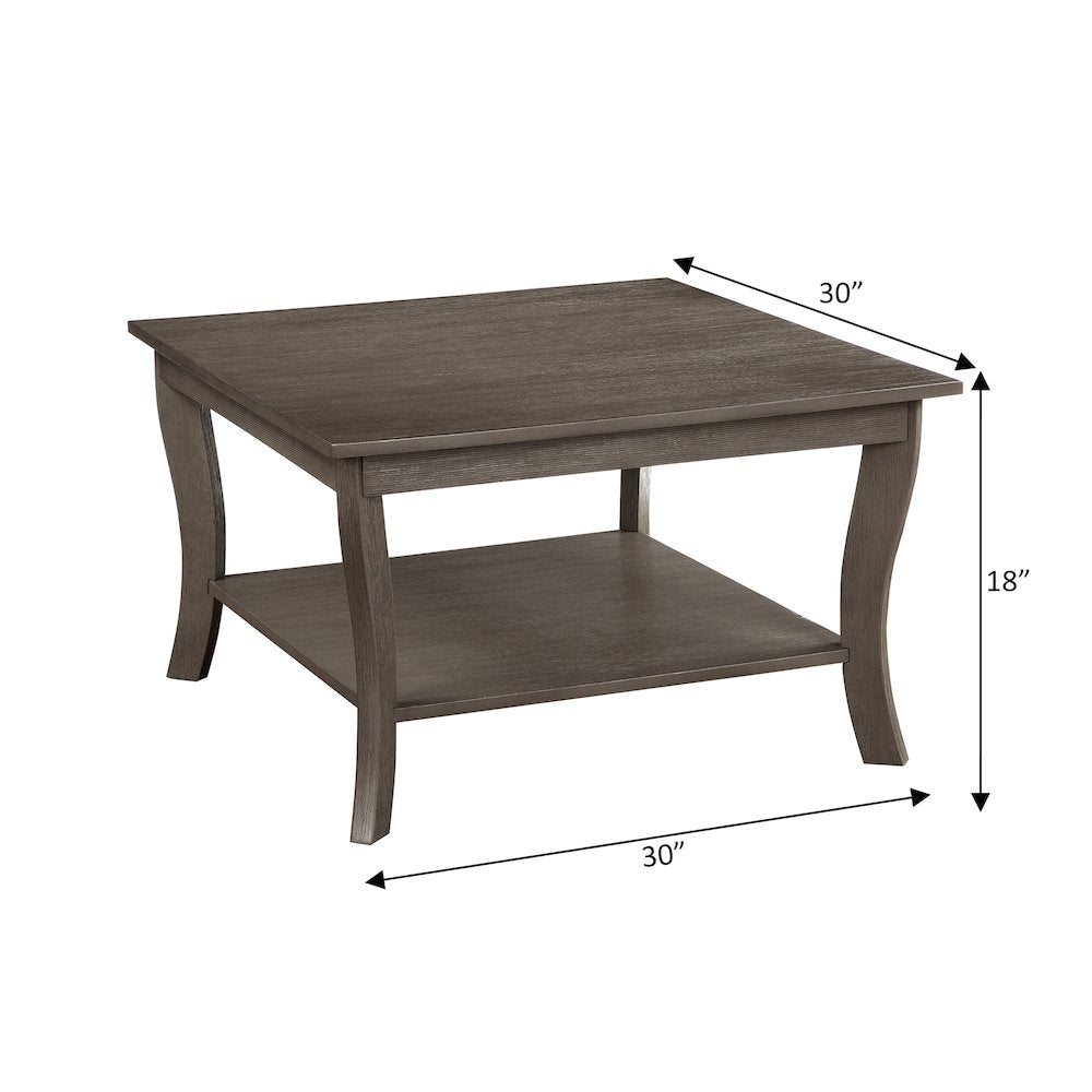 American Heritage Square Coffee Table, Wirebrush Dark Gray