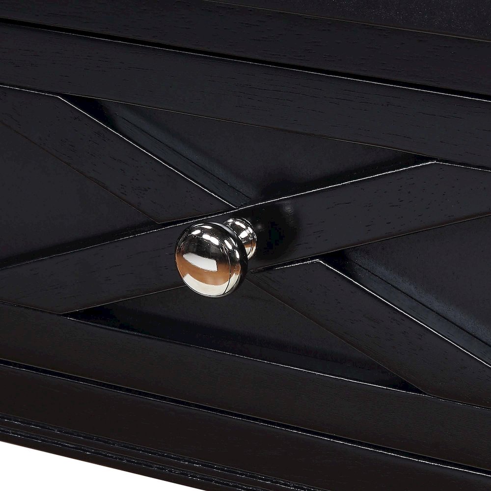 Country Oxford 1 Drawer End Table with Charging Station and Shelf, Black