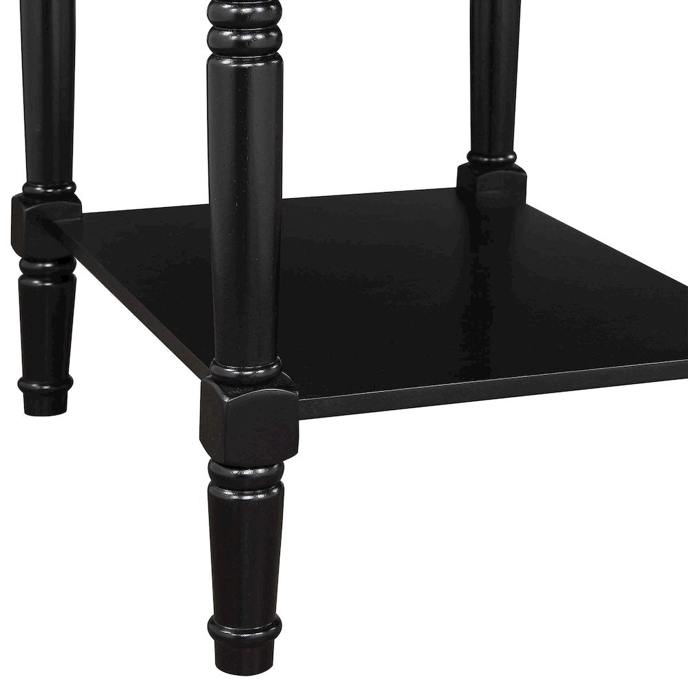 Country Oxford 1 Drawer End Table with Charging Station and Shelf, Black