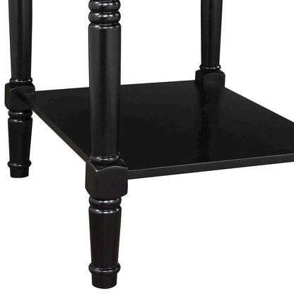 Country Oxford 1 Drawer End Table with Charging Station and Shelf, Black
