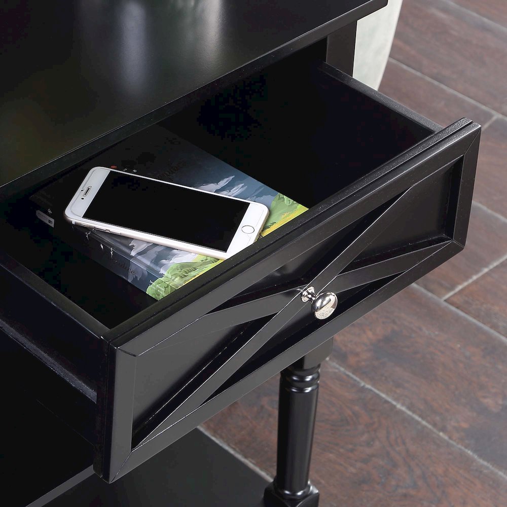 Country Oxford 2 Drawer Console Table with Shelves, Black
