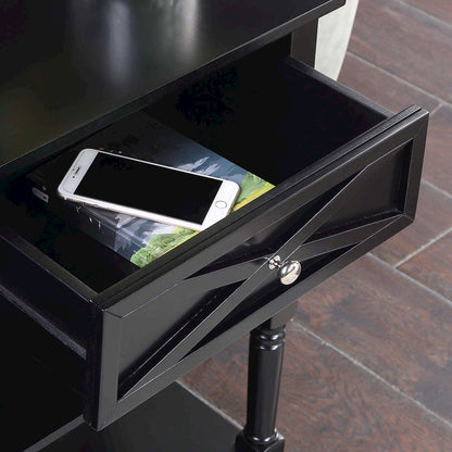 Country Oxford 2 Drawer Console Table with Shelves, Black