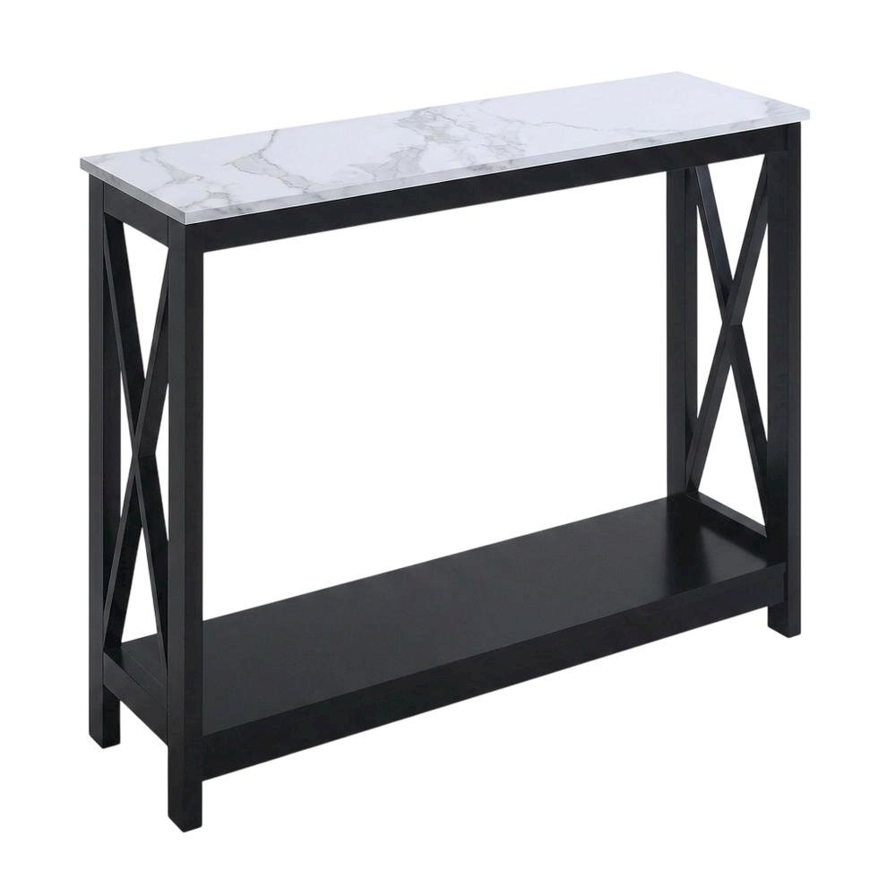 Black Finish Console Table with Shelf for Entryway and Living Room