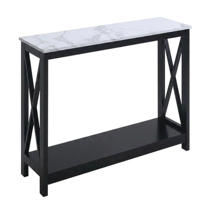 Black Finish Console Table with Shelf for Entryway and Living Room