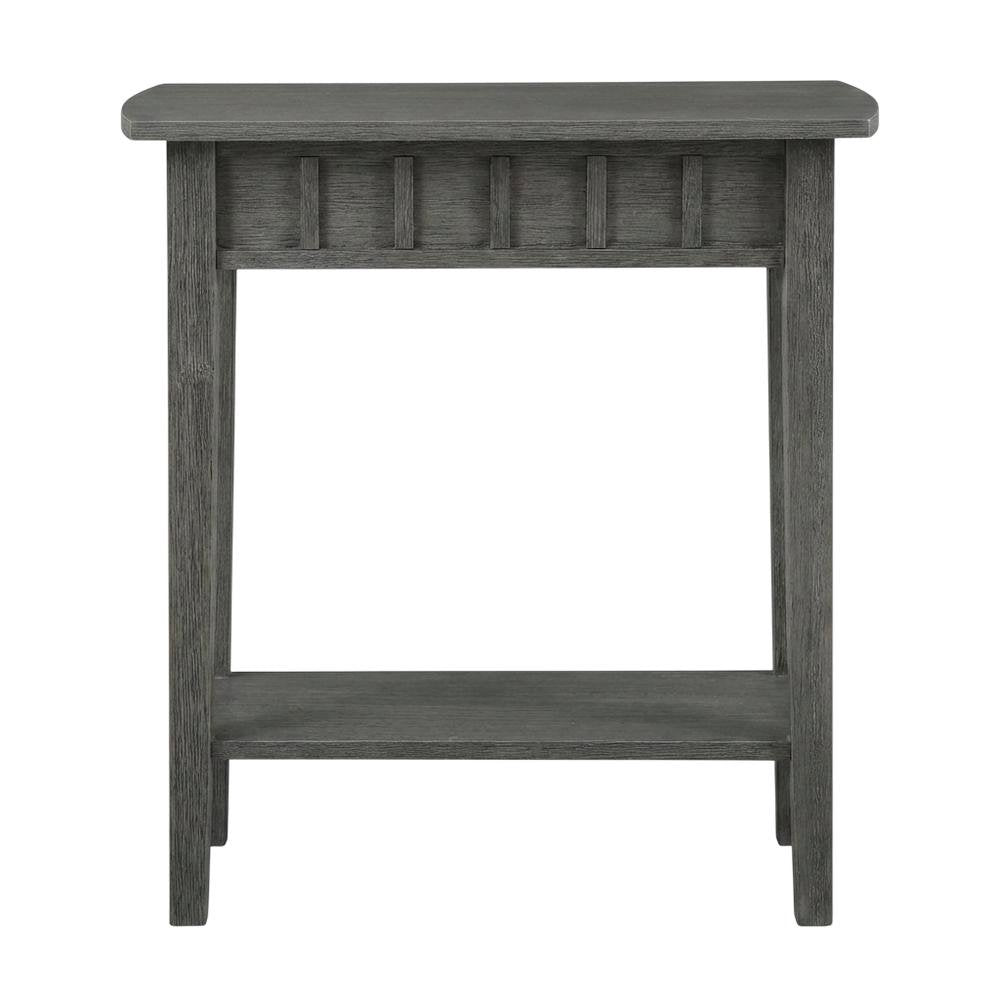 Dark Gray End Table with Shelf and Wirebrush Finish