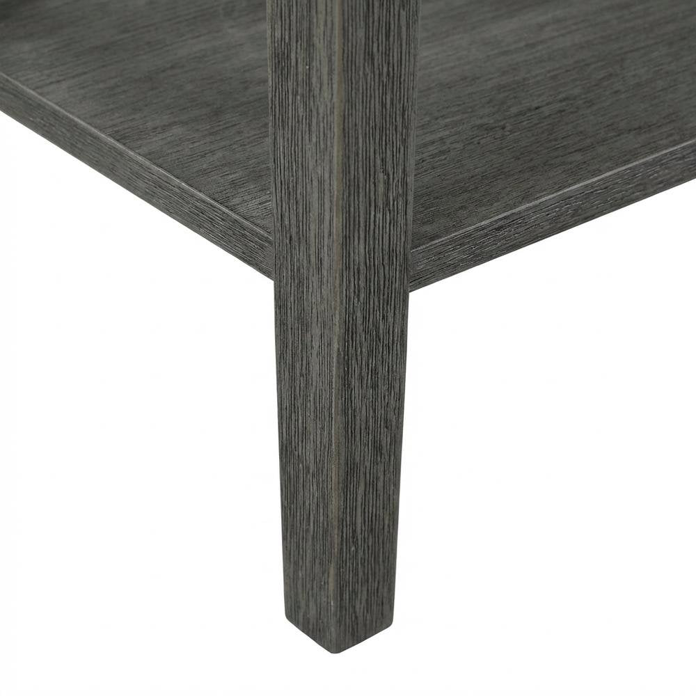 Dark Gray End Table with Shelf and Wirebrush Finish