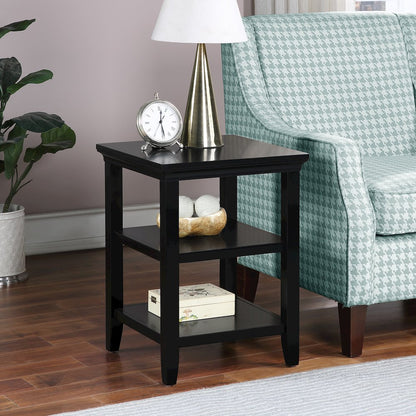 Tribeca End Table with Shelves, Black