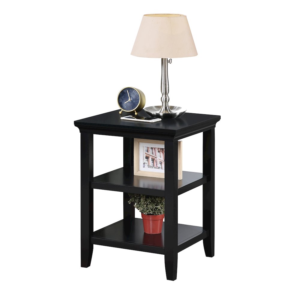 Tribeca End Table with Shelves, Black