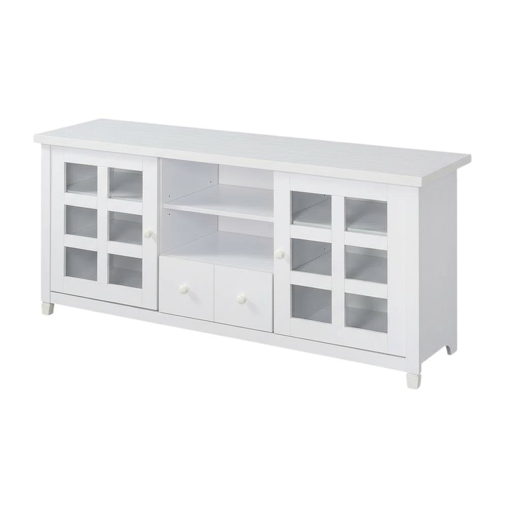 White 1-Drawer TV Stand with Storage Cabinets and Shelves for 65-Inch TVs