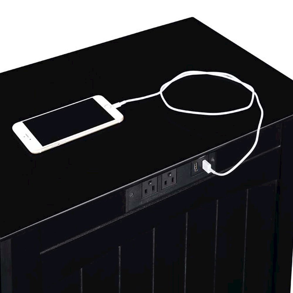 Edison End Table with Charging Station and Shelf, Black