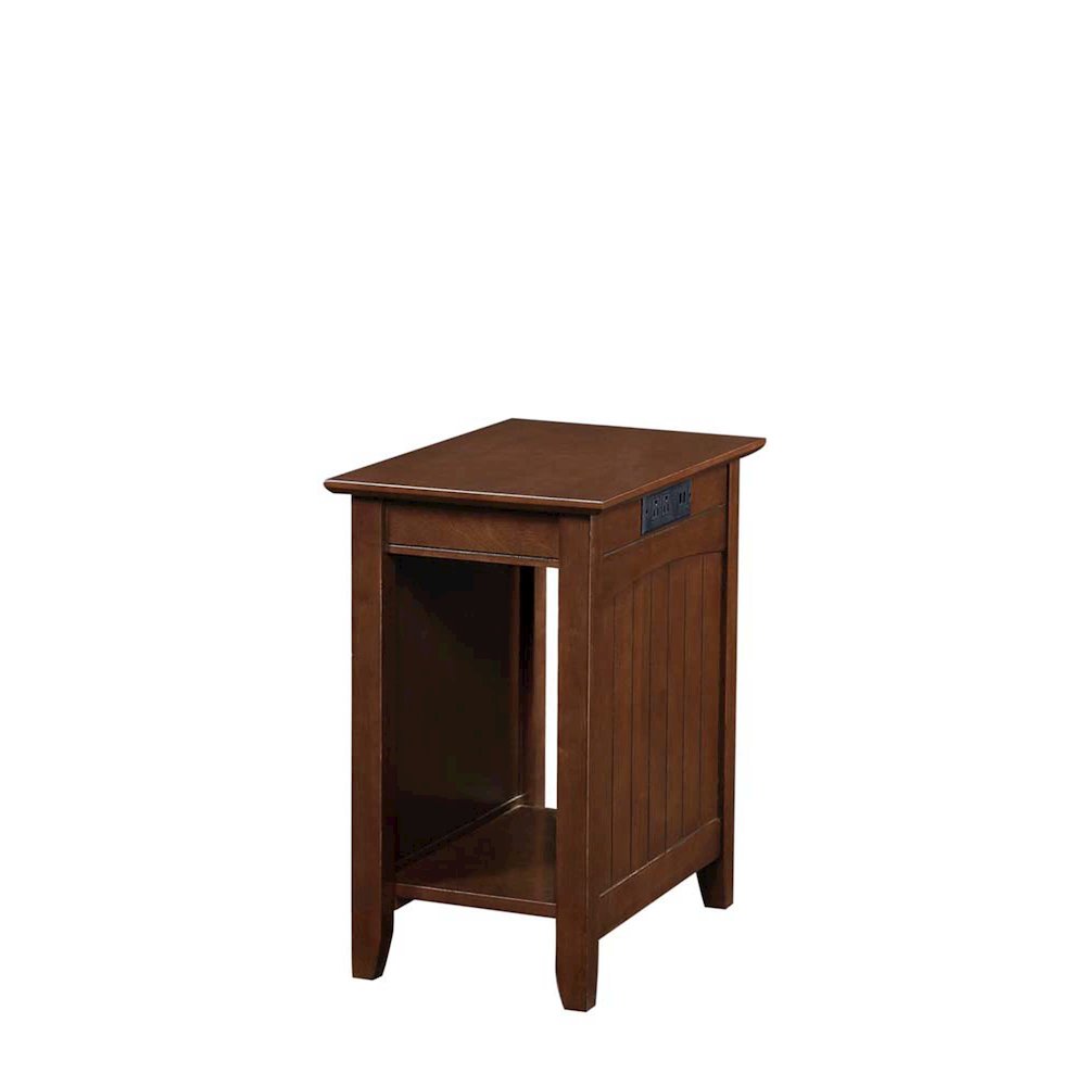 Edison End Table with Charging Station and Shelf, Espresso