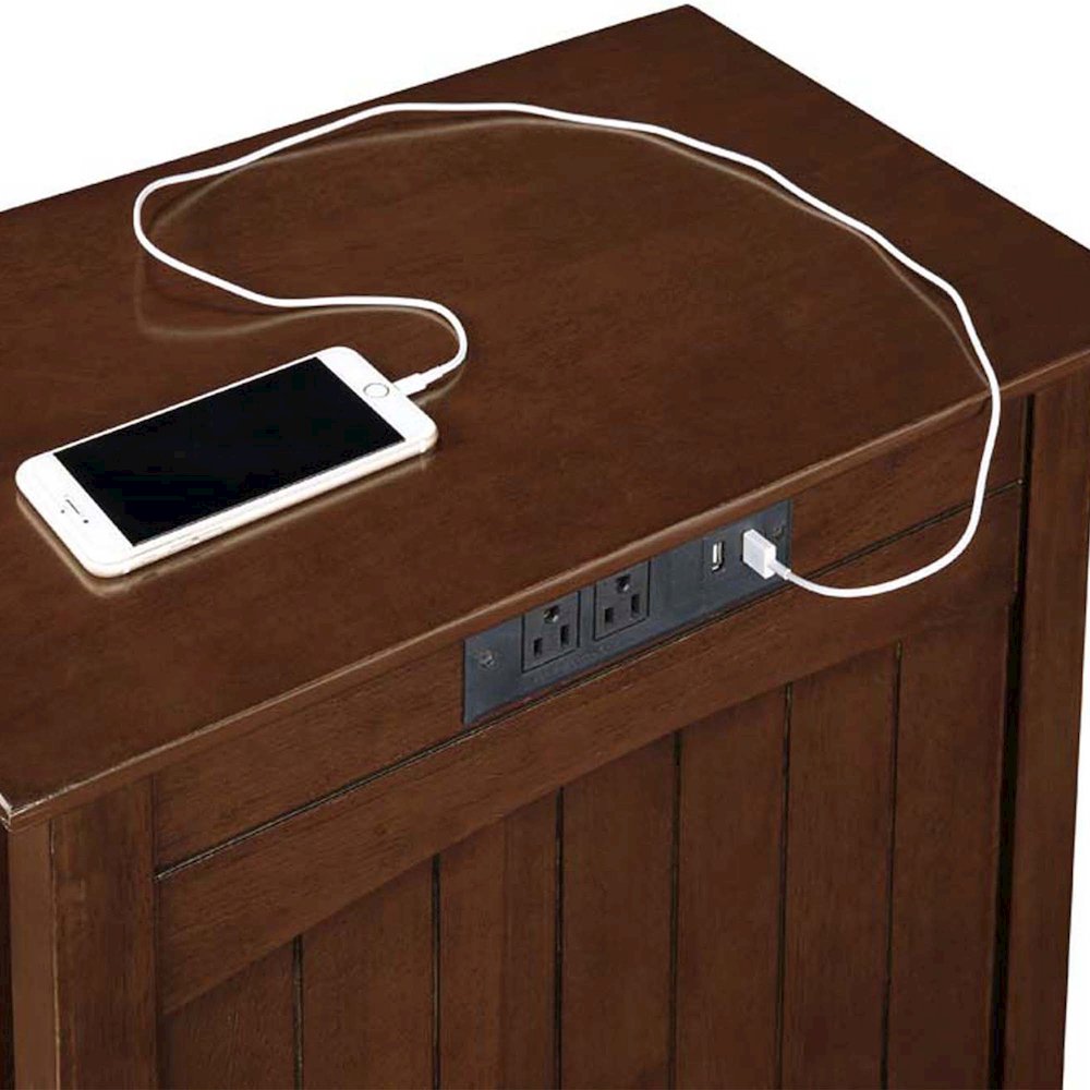 Edison End Table with Charging Station and Shelf, Espresso