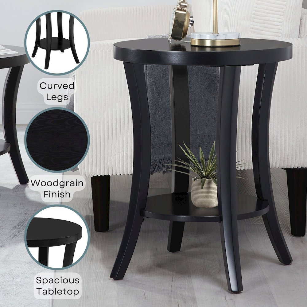 Charleston Round End Table with Shelf
