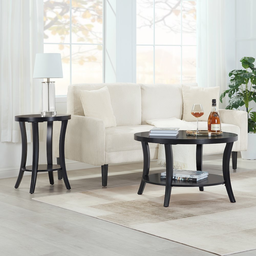 Charleston Round End Table with Shelf