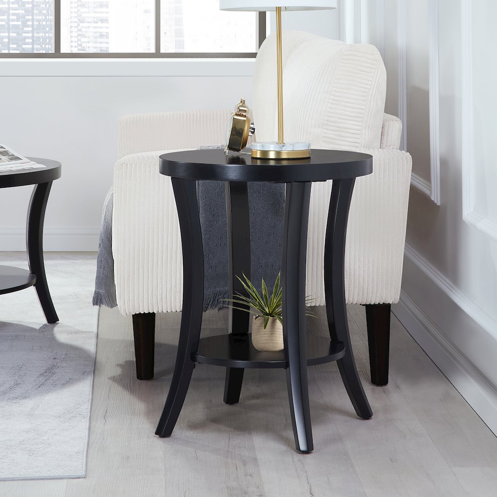Charleston Round End Table with Shelf