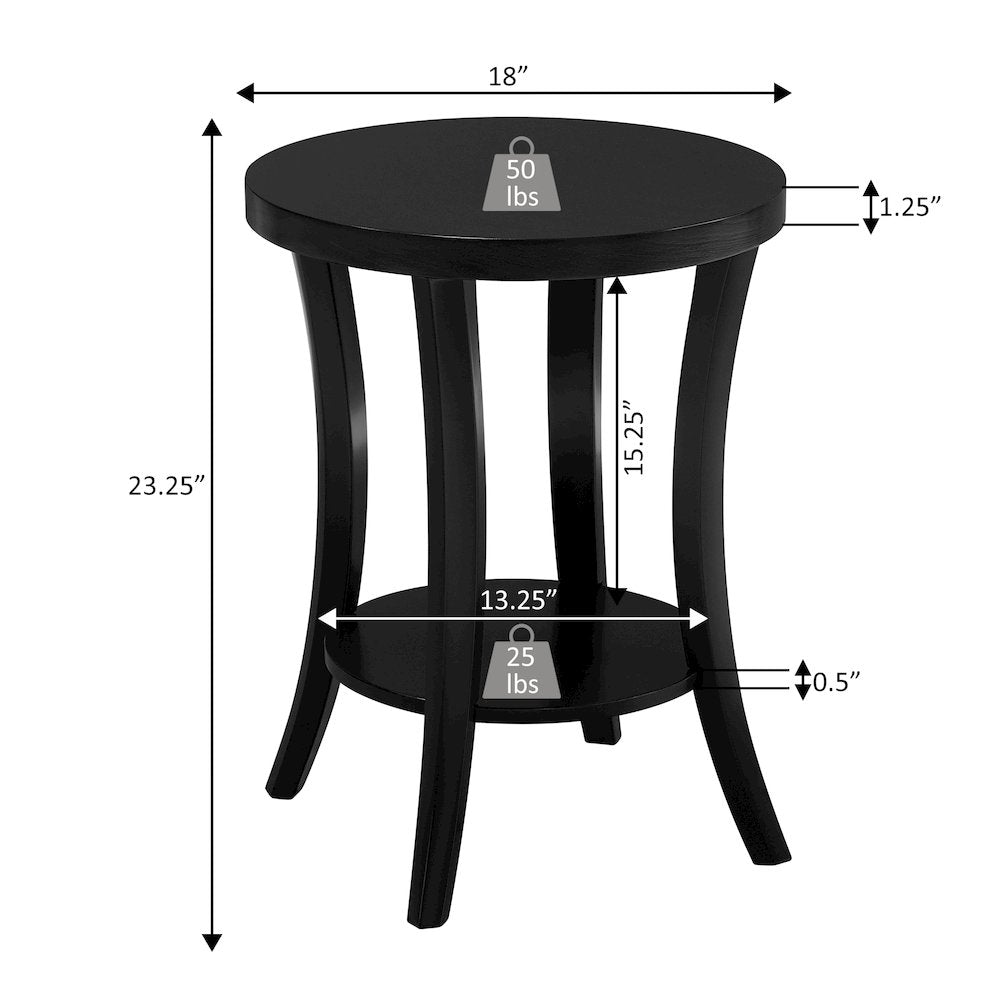 Charleston Round End Table with Shelf