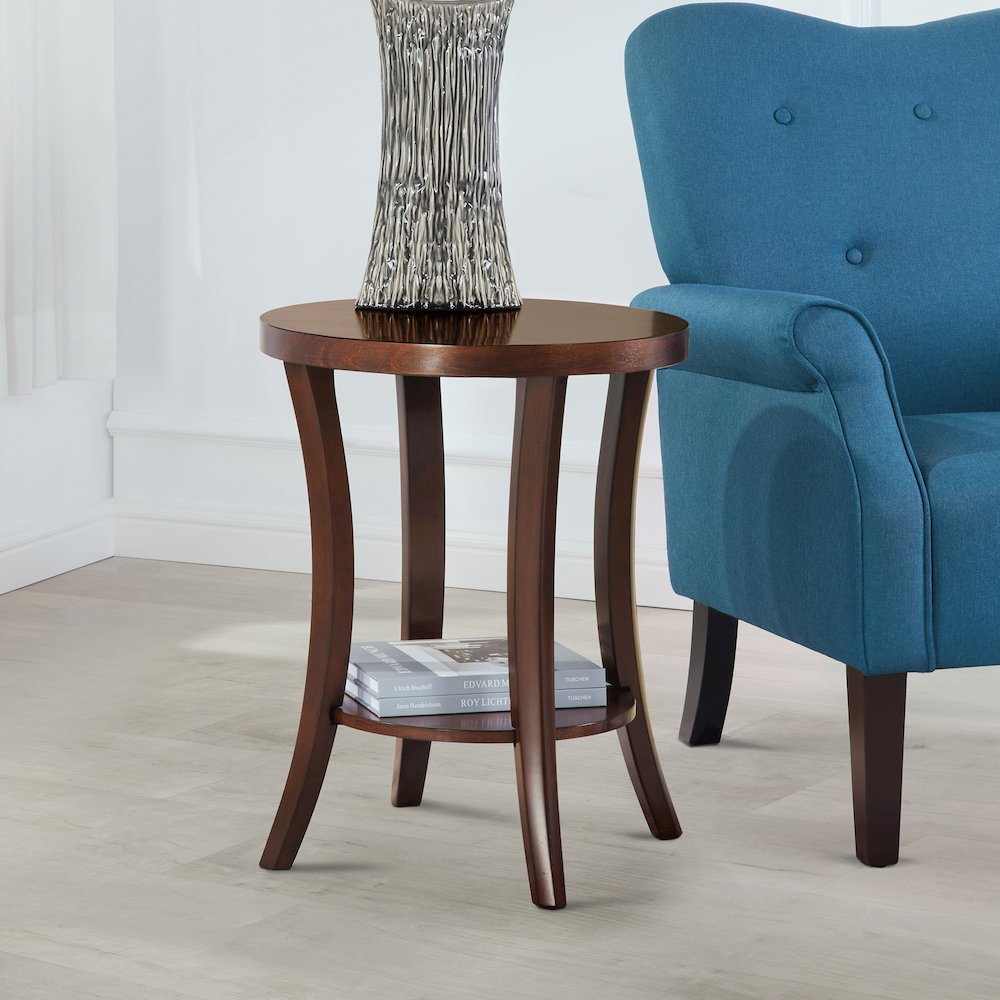 Charleston Round End Table with Shelf