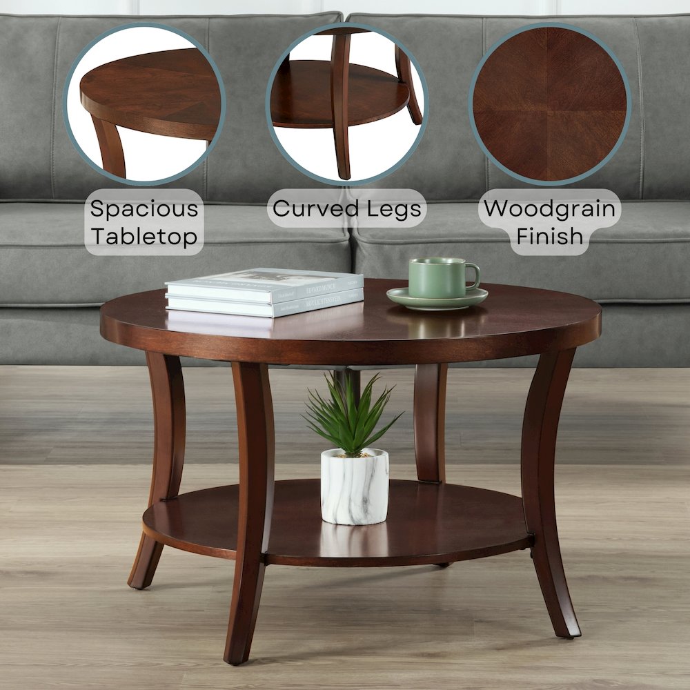 Charleston Round Coffee Table with Shelf