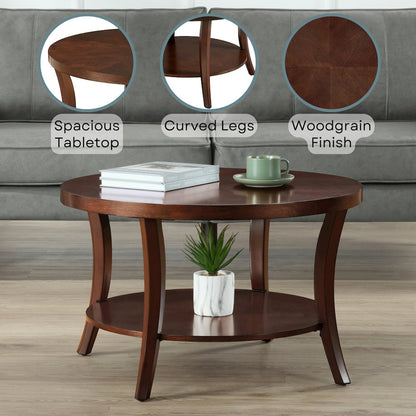 Charleston Round Coffee Table with Shelf
