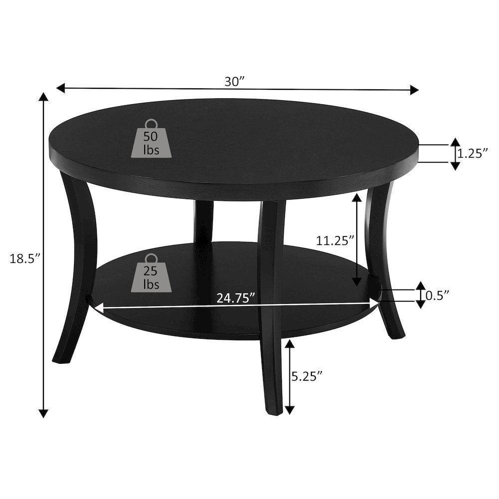 Charleston Round Coffee Table with Shelf