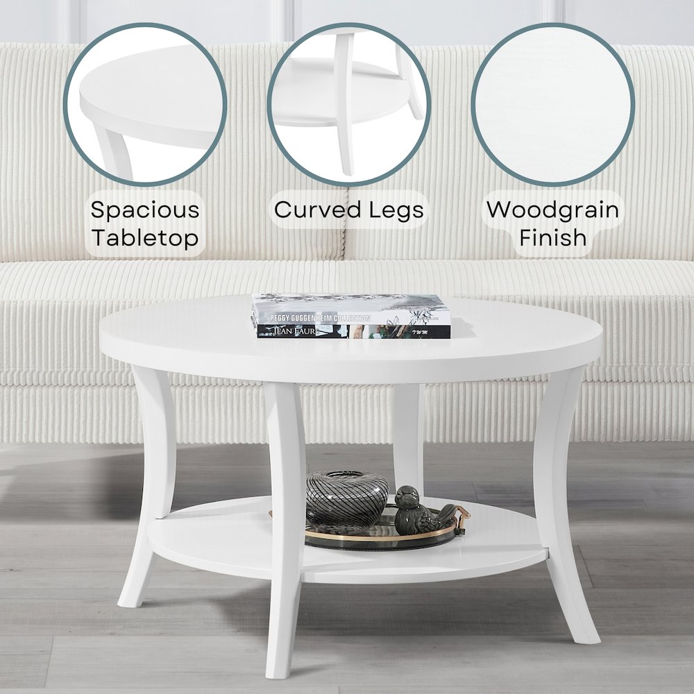 Charleston Round Coffee Table with Shelf