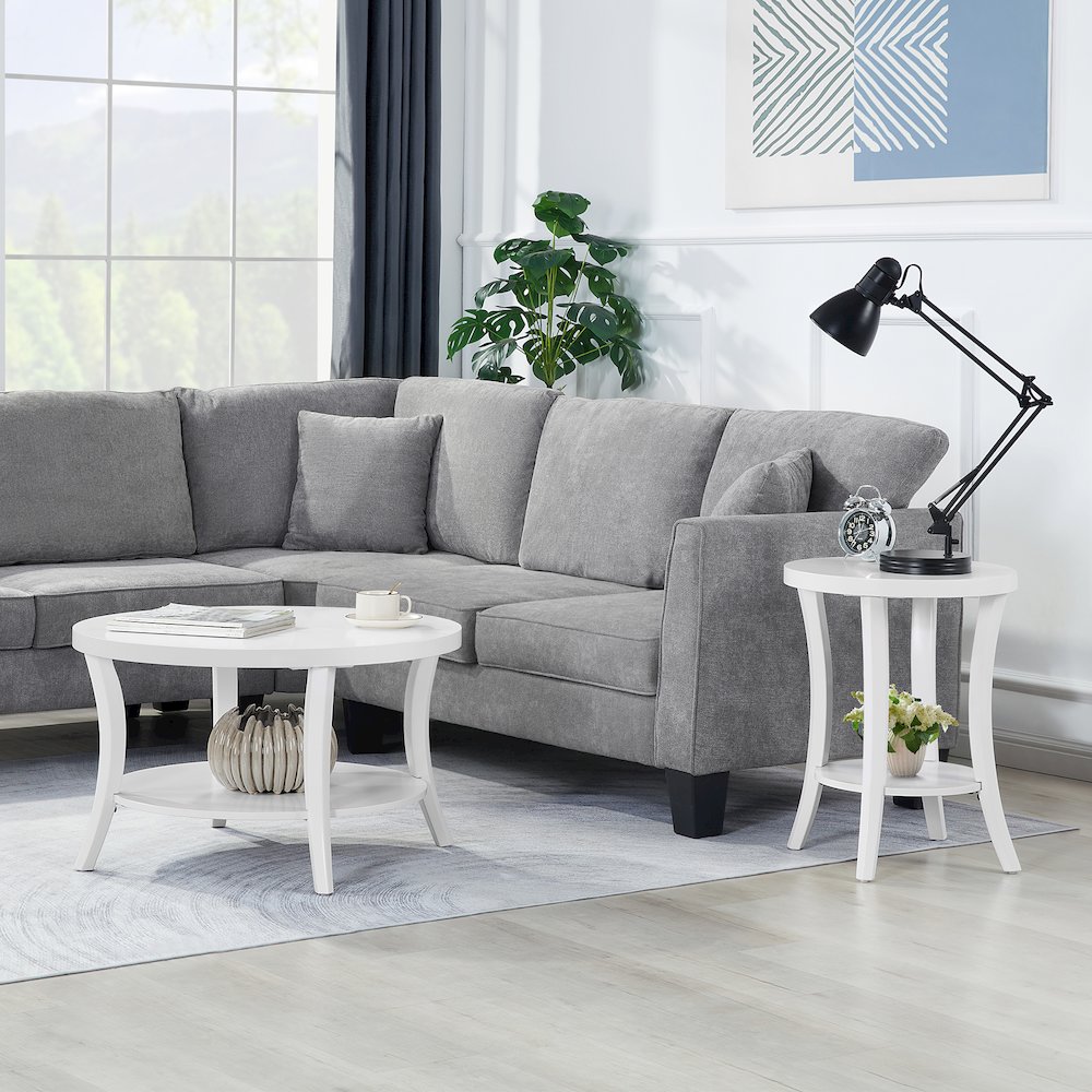 Charleston Round Coffee Table with Shelf