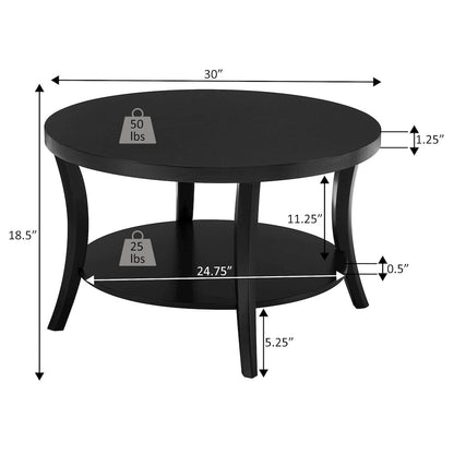 Charleston Round Coffee Table with Shelf
