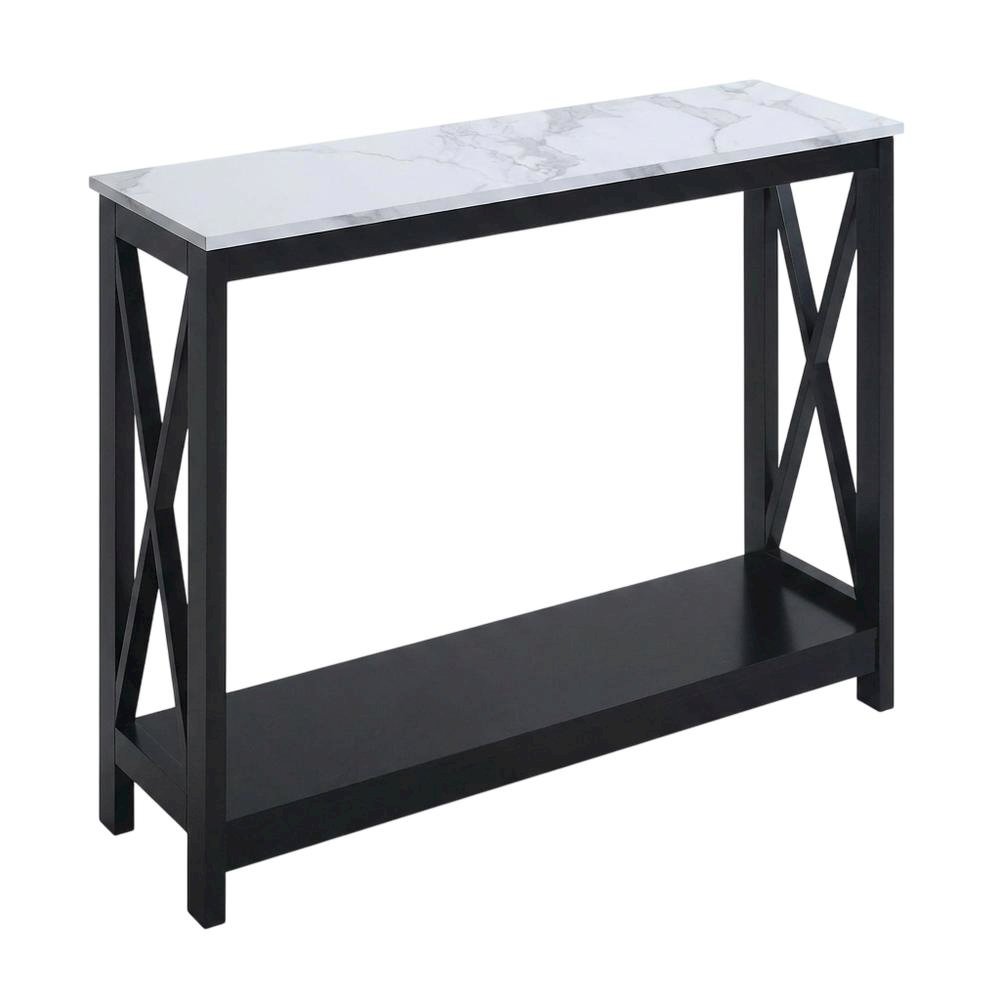 Black Finish Console Table with Shelf for Entryway and Living Room