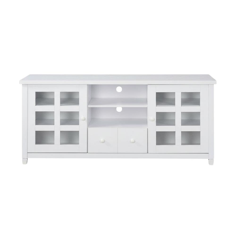 White 1-Drawer TV Stand with Storage Cabinets and Shelves for 65-Inch TVs