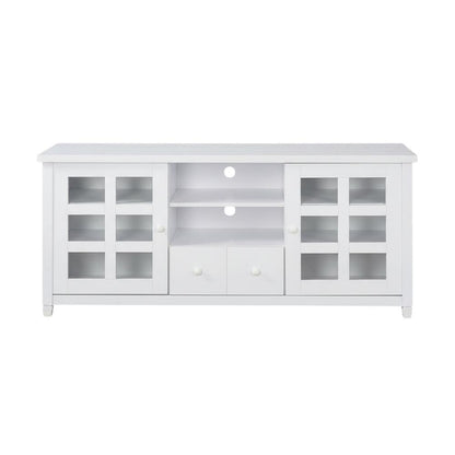 White 1-Drawer TV Stand with Storage Cabinets and Shelves for 65-Inch TVs