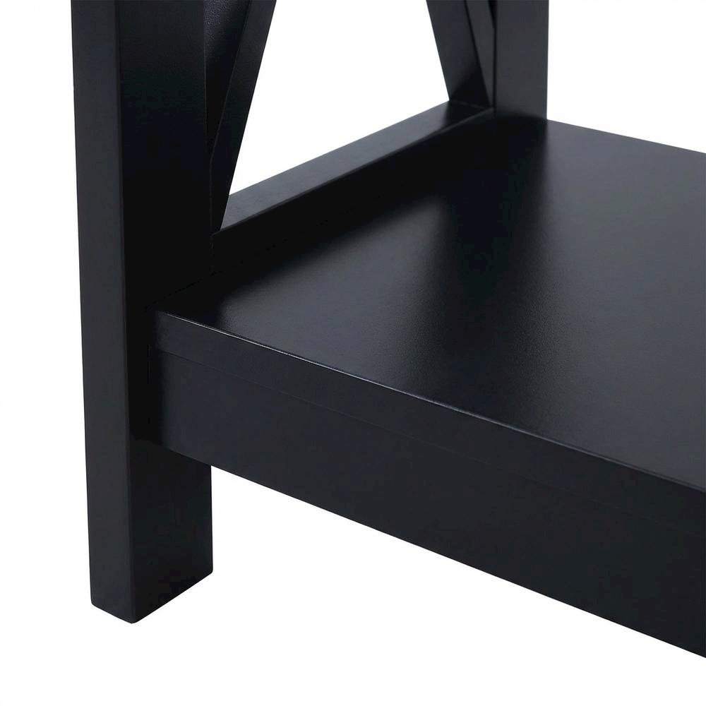 Black Finish Console Table with Shelf for Entryway and Living Room