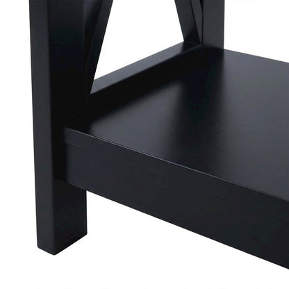 Black Finish Console Table with Shelf for Entryway and Living Room