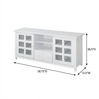 White 1-Drawer TV Stand with Storage Cabinets and Shelves for 65-Inch TVs
