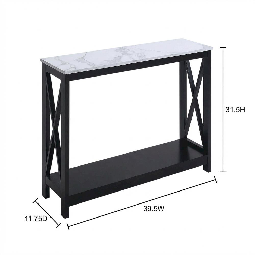 Black Finish Console Table with Shelf for Entryway and Living Room