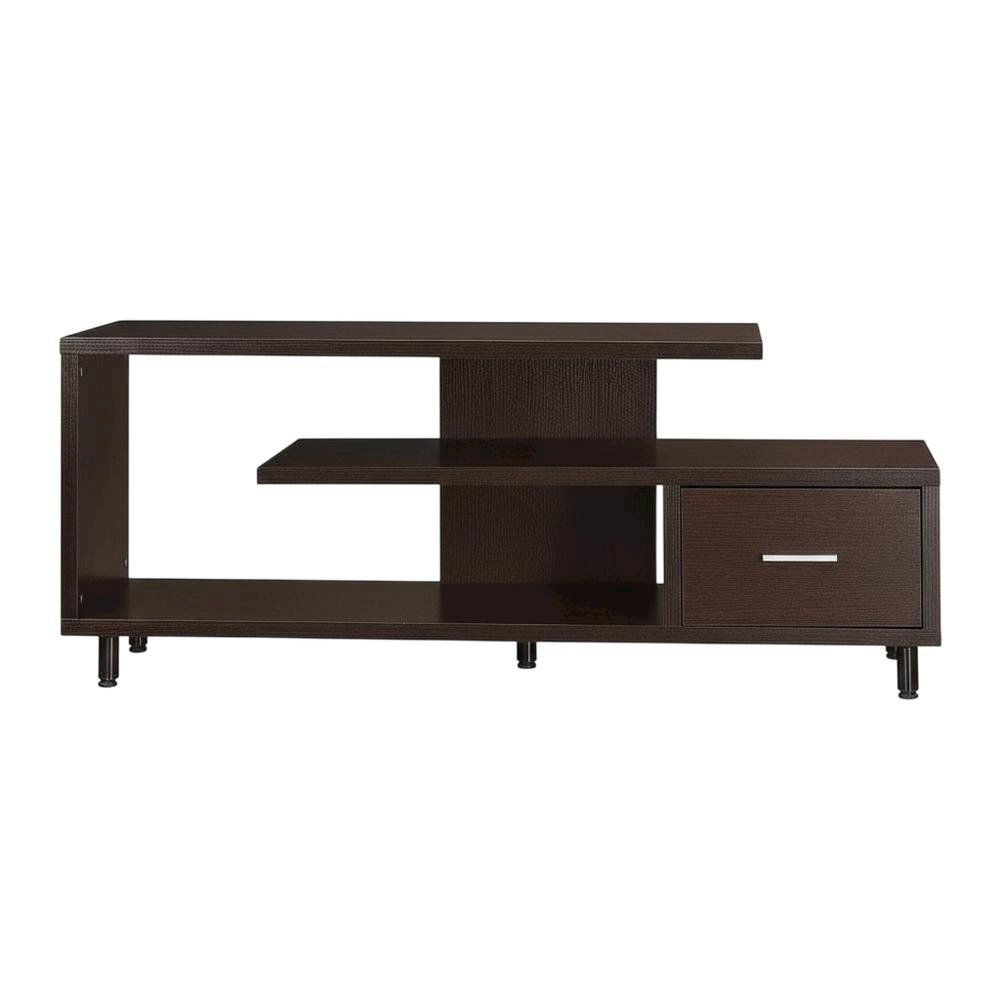 Contemporary Brown TV Stand with 1 Drawer and Shelves for Up to 65-Inch TVs