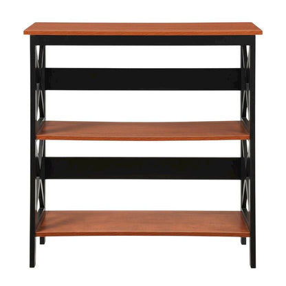 Wooden 3-Tier Bookcase with Non-Lead Base Paint for Home and Office Storage