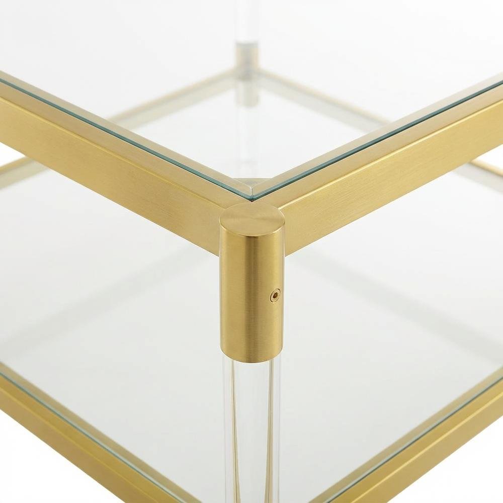 Clear Acrylic Square Coffee Table with 2 Tiers and Contemporary Style